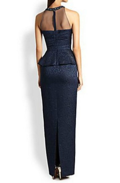 画像3: David Meister デビッドマイスター Illusion Peplum Sleeveless Gown (3)