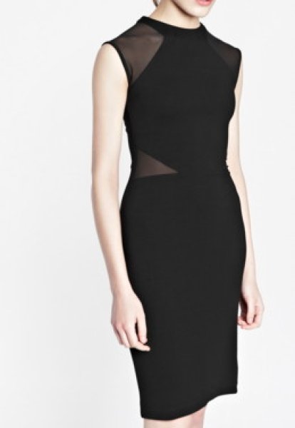 画像4: 【テイラースウィフト愛用】French Connection フレンチコネクション Vivien Paneled Jersey Dress ブラック (4)