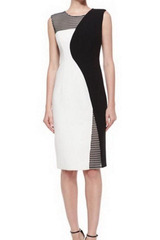 画像1: 【藤原紀香さん愛用、ドラマ「BONES」使用】Milly ミリー　Mesh-Detail Helix Sheath Dress (1)