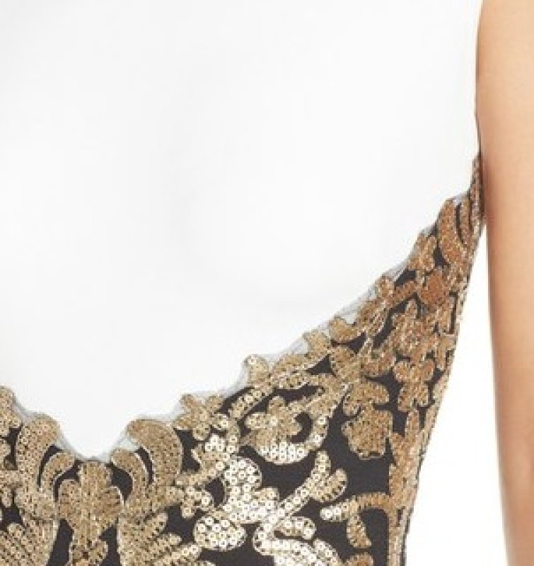 画像3: Tadashi Shoji タダシショージ 　Metallic Two-Toned Embroidered Waist Gown ブラック  (3)