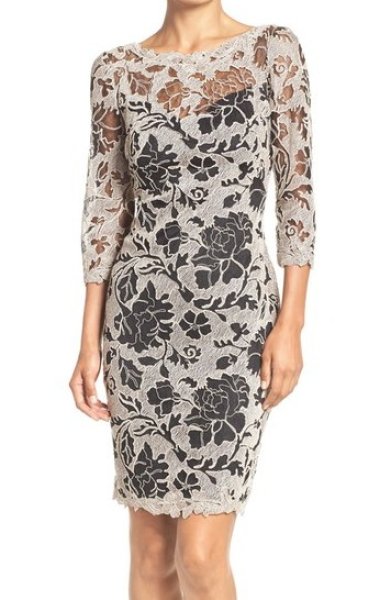 画像1: Tadashi Shoji パーティードレス 　Embroidered Lace Sheath Dress (1)