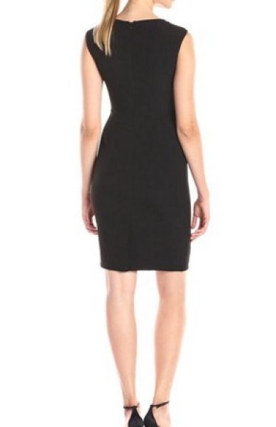 画像2: 【ドラマ使用】 Adrianna Papell アドリアナパペル  Pleated Crepe Dress ブラック (2)