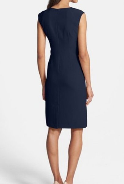 画像2: 【ドラマ使用】 Adrianna Papell アドリアナパペル  Pleated Crepe Dress ネイビー (2)