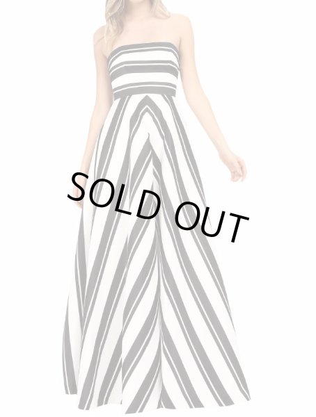 画像1: ドラマ【デビアスなメイドたち使用】Halston Heritage　パーティードレス　Strapless Striped Gown (1)