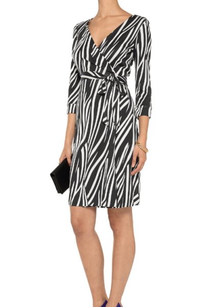 画像2: Diane von Furstenberg ダイアンフォンファステンバーグ New Julian Two wrap  dress  Vintage Cornfields Large White  (2)