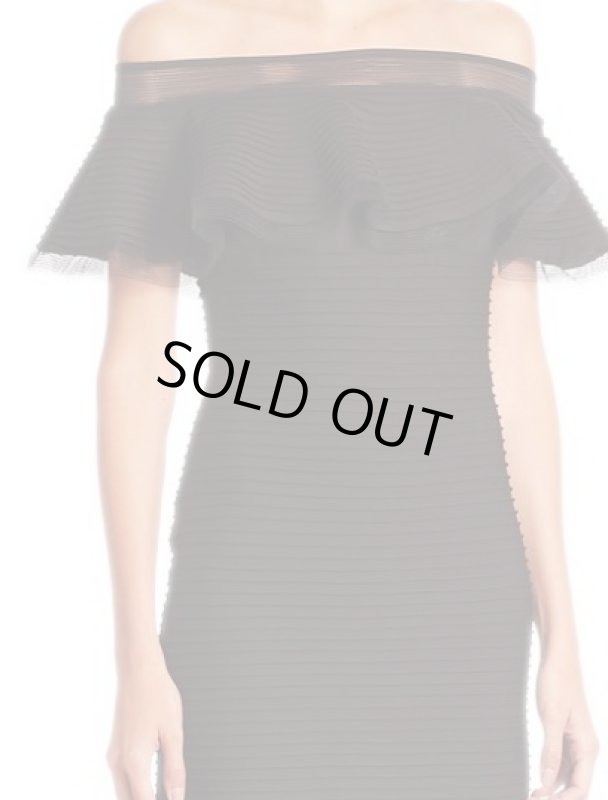 画像3: 1点のみ即発！【相沢礼子さんに衣装協力】Tadashi Shoji タダシショージ   Solid Off-The-Shoulder Dress ブラック (3)