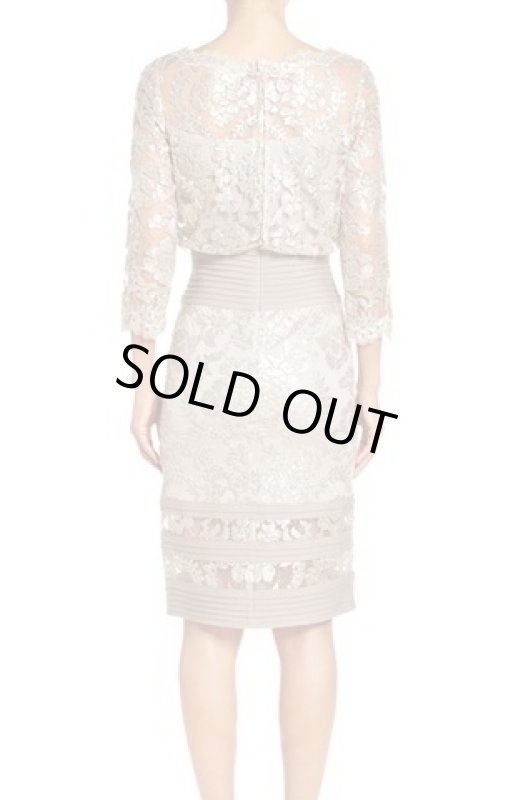 画像2: Tadashi Shoji タダシショージ　Sequin Lace Blouson Dress ベージュ系 (2)