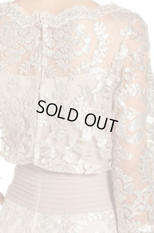 画像3: Tadashi Shoji タダシショージ　Sequin Lace Blouson Dress ベージュ系 (3)