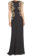 画像1: Tadashi Shoji タダシショージ　Embroidered Woven Gown ブラック (1)