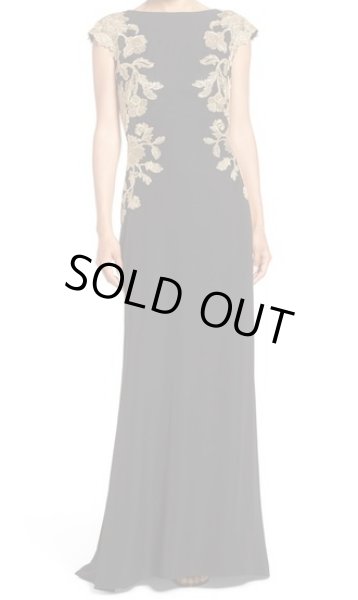 画像1: Tadashi Shoji タダシショージ　Embroidered Woven Gown ブラック (1)