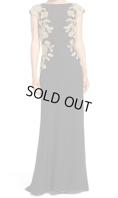 画像1: Tadashi Shoji タダシショージ　Embroidered Woven Gown ブラック (1)
