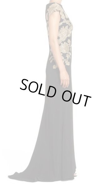 画像3: Tadashi Shoji タダシショージ Embroidered Woven Gown ブラック (3)