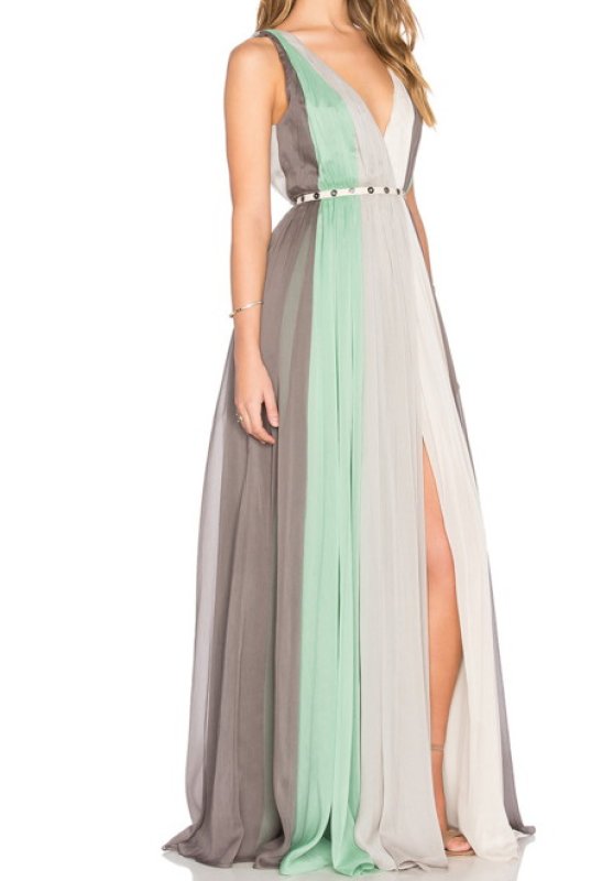 画像2: ドラマ【デビアスなメイドたち使用】Halston Heritage　パーティードレス　Deep V-Neck Chiffon Gown (2)