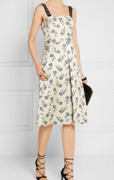 画像1: 【ジェシカアルバ愛用】TORY BURCH トリーバーチ　Grosgrain trimmed floral jacquard dress (1)