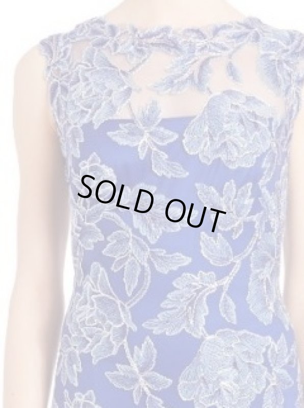 画像2: 【長谷川理恵さんご着用】Tadashi Shoji タダシショージ　 Floral Overlay Gown　ブルー系　 (2)