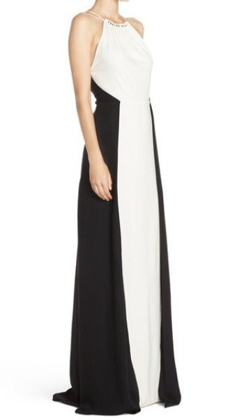 画像3: 【ドラマ使用】Halston Heritage パーティードレス Colorblock Crepe Gown (3)