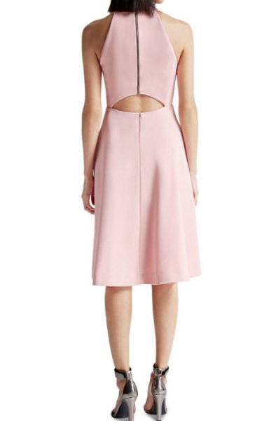 画像2: 【ドラマ使用】Halston Heritage パーティードレス Sleeveless Deep V-Neck Midi Dress (2)