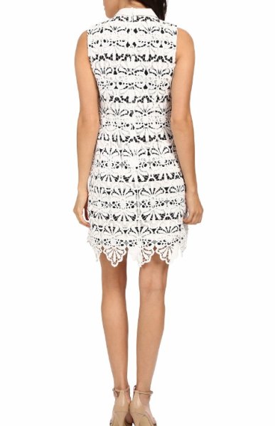 画像3: 【Natalie Morales愛用】Adrianna Papell アドリアナパペル Collared Lace Shift Dress (3)