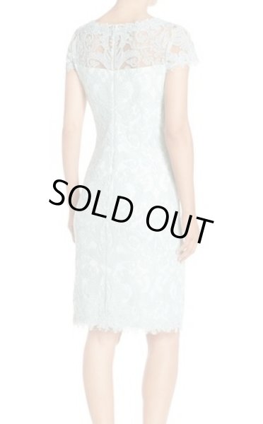 画像2: 【雑誌掲載】Tadashi Shoji  タダシショージ Corded Embroidery on Tulle Cap Sleeve Dress　ミント　ブルー系 (2)