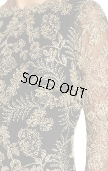 画像4: Tadashi Shoji  パーティードレス Embroidered Woven Gown ブラック (4)