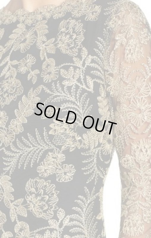 画像4: Tadashi Shoji  パーティードレス　Embroidered Woven Gown ブラック (4)