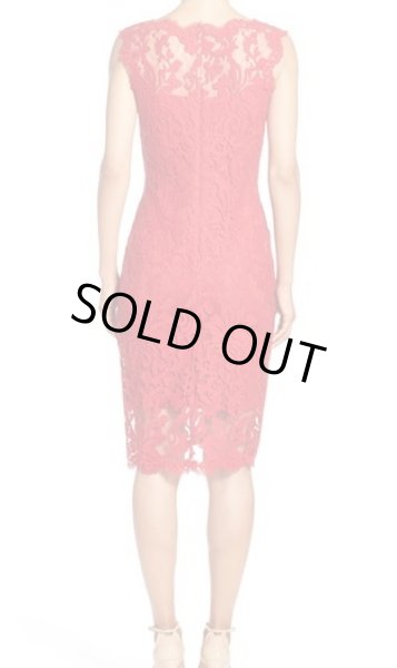 画像2: Tadashi Shoji  タダシショージ   Embroidered Cotton Blend Sheath Dress  レッド系 (2)