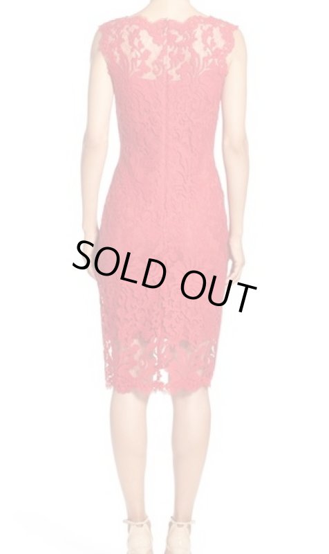 画像2: Tadashi Shoji  タダシショージ   Embroidered Cotton Blend Sheath Dress 　レッド系 (2)