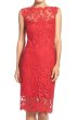 画像1: Tadashi Shoji  タダシショージ   Embroidered Cotton Blend Sheath Dress 　レッド系 (1)