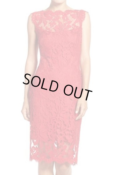 画像1: Tadashi Shoji  タダシショージ   Embroidered Cotton Blend Sheath Dress 　レッド系 (1)