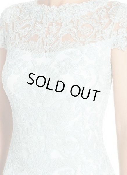 画像3: 【雑誌掲載】Tadashi Shoji  タダシショージ Corded Embroidery on Tulle Cap Sleeve Dress　ミント　ブルー系 (3)