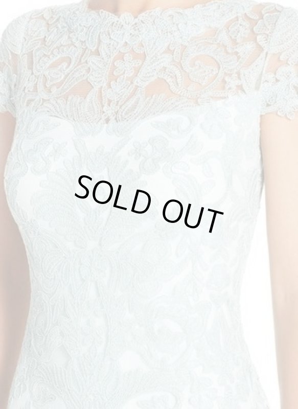 画像3: 【雑誌掲載】Tadashi Shoji  タダシショージ Corded Embroidery on Tulle Cap Sleeve Dress　ミント　ブルー系 (3)