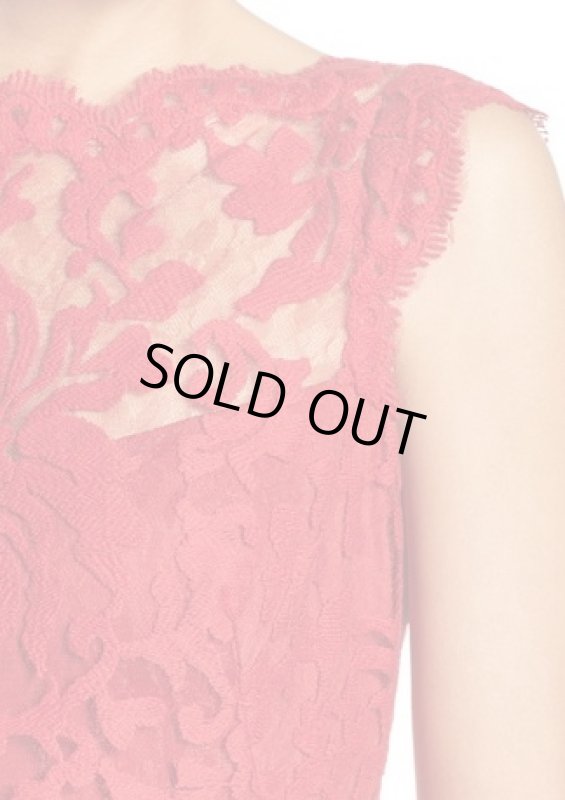 画像3: Tadashi Shoji  タダシショージ   Embroidered Cotton Blend Sheath Dress 　レッド系 (3)