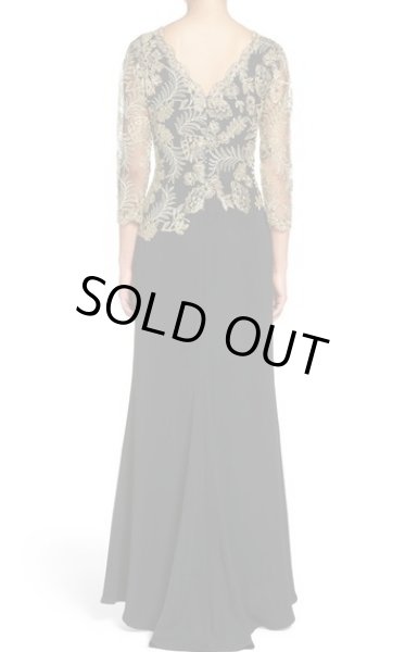画像2: Tadashi Shoji  パーティードレス Embroidered Woven Gown ブラック (2)
