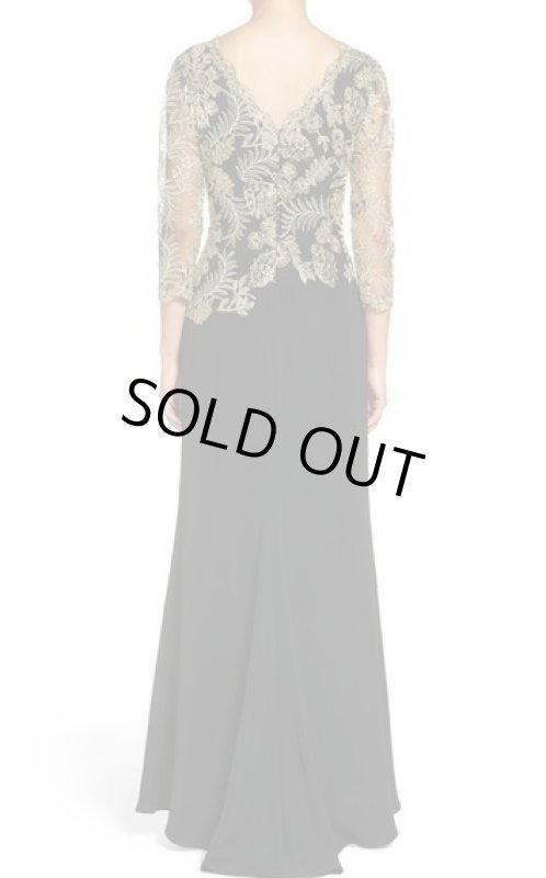 画像2: Tadashi Shoji  パーティードレス　Embroidered Woven Gown ブラック (2)