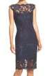 画像1: Tadashi Shoji  タダシショージ   Embroidered Cotton Blend Sheath Dress ネイビー (1)