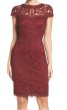 画像1: 【雑誌掲載】Tadashi Shoji  タダシショージ Corded Embroidery on Tulle Cap Sleeve Dress　AUBURN　 (1)