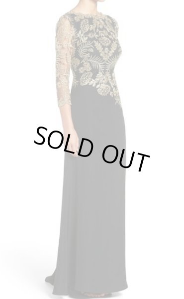 画像3: Tadashi Shoji  パーティードレス Embroidered Woven Gown ブラック (3)