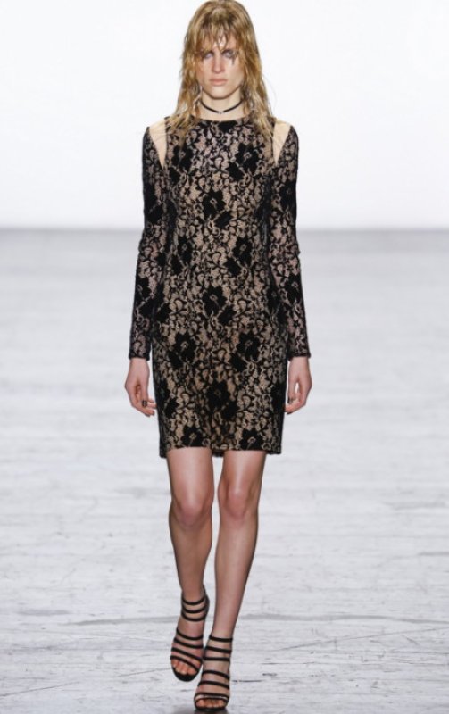 画像1: 即発！【草刈民代さんご着用】Tadashi Shoji タダシショージ　Lace Sheath Dress ブラック (1)