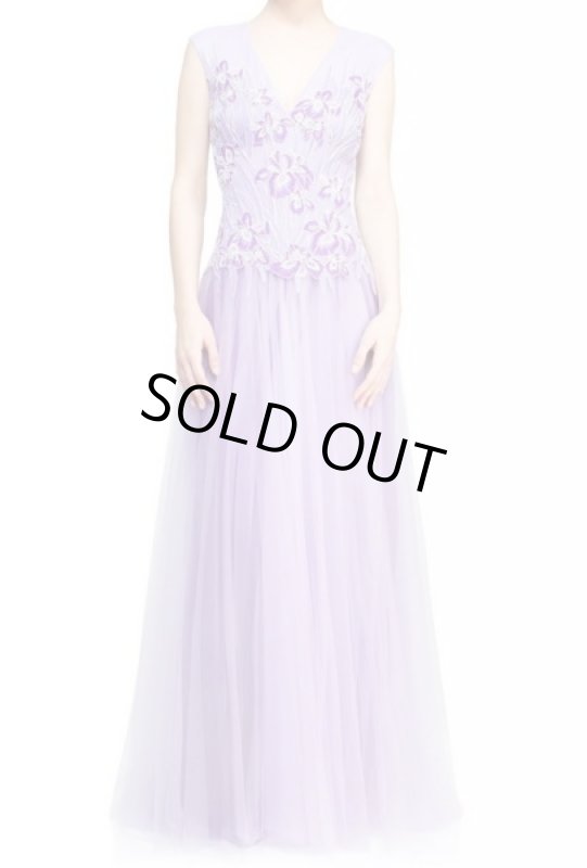 画像1: 再販売！Tadashi Shoji タダシショージ　 Floral Embroidery Tulle Gown イブニングドレス (1)