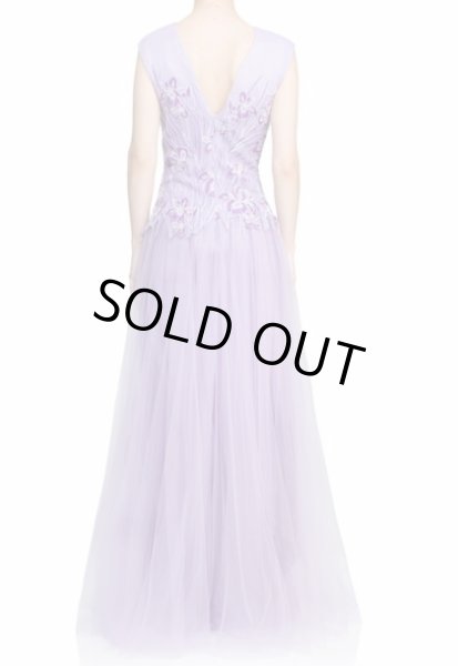 画像2: 再販売!Tadashi Shoji タダシショージ  Floral Embroidery Tulle Gown イブニングドレス (2)