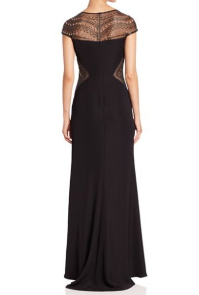 画像3: Tadashi Shoji  パーティードレス Embellished Cap Sleeve Gown ブラック (3)