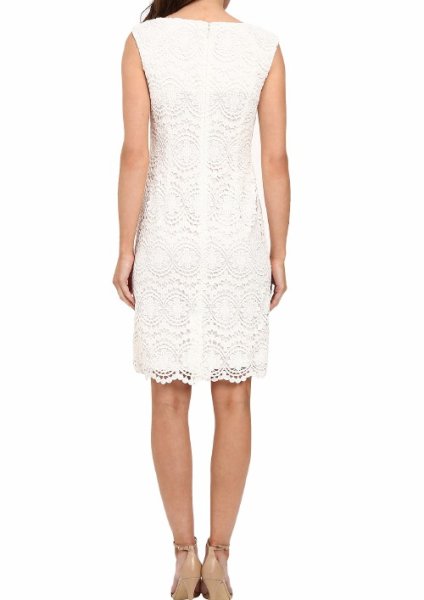 画像2: 【Kathy Lee Gifford着用】Adrianna Papell アドリアナパペル Scoop Neck Crochet Sheath Dress (2)