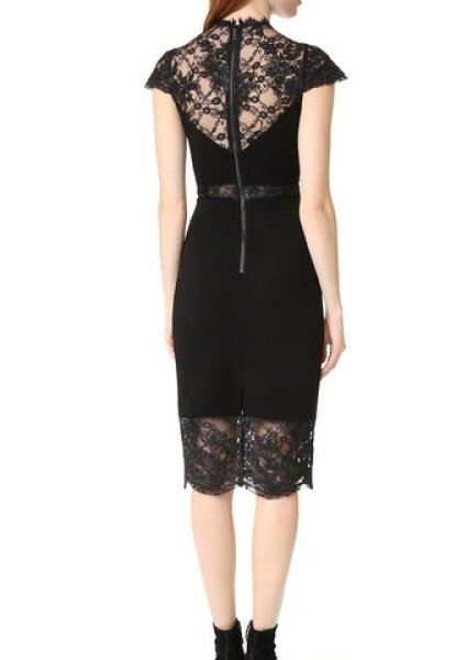 画像2: Alice + Olivia アリスアンドオリビア Kim Mock Neck Lace Dress (2)
