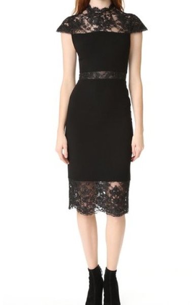 画像1: alice + olivia アリスアンドオリビア　Kim Mock Neck Lace Dress (1)