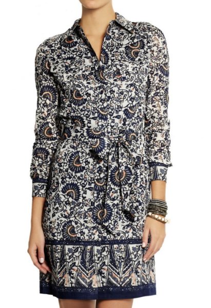 画像1: 【キャサリン妃ご愛用】TORY BURCH トリーバーチ　Brigitte printed cotton-voile shirt dress (1)