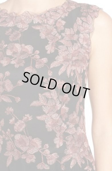 画像4: 【馬場典子さんご着用】Tadashi Shoji  パーティードレス Embroidered Crepe Fit & Flare Dress Mauve ブラック  (4)