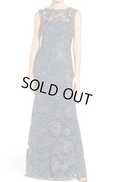 画像1: Tadashi Shoji タダシショージ　 Floral Overlay Gown　　Starry Night (1)