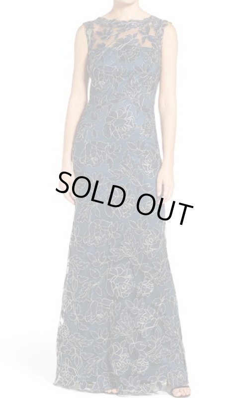 画像1: Tadashi Shoji タダシショージ　 Floral Overlay Gown　　Starry Night (1)