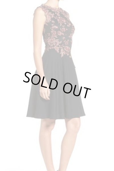 画像3: 【馬場典子さんご着用】Tadashi Shoji  パーティードレス Embroidered Crepe Fit & Flare Dress Mauve ブラック  (3)