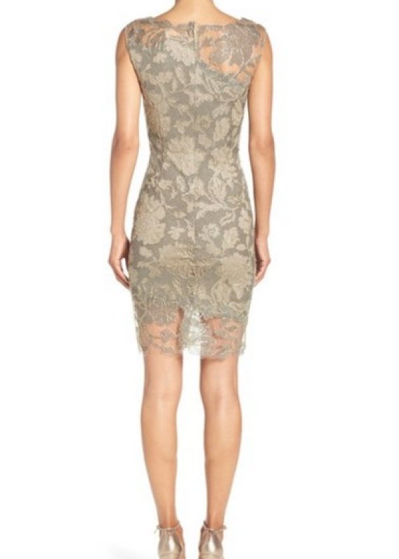 画像2: Tadashi Shoji  パーティードレス　　Embroidered Lace Dress　スモークパール (2)